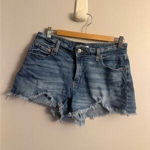 Levi's Blue Frayed Jean Shorts